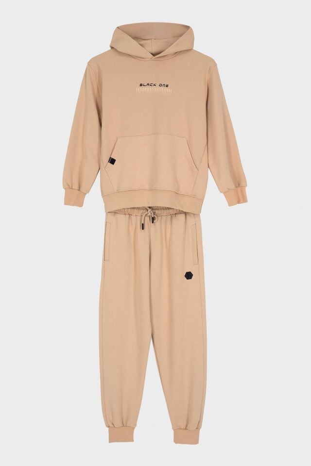 8-15 Yaş Erkek Çocuk Kapüşonlu Günlük Spor Takım – Black One