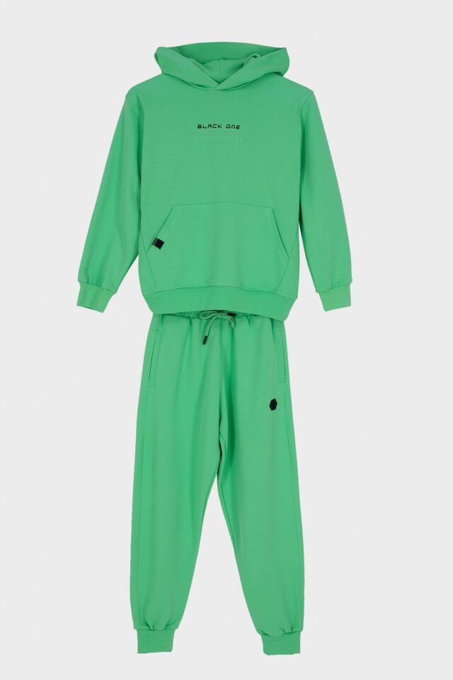 8-15 Yaş Erkek Çocuk Kapüşonlu Günlük Spor Takım – Black One