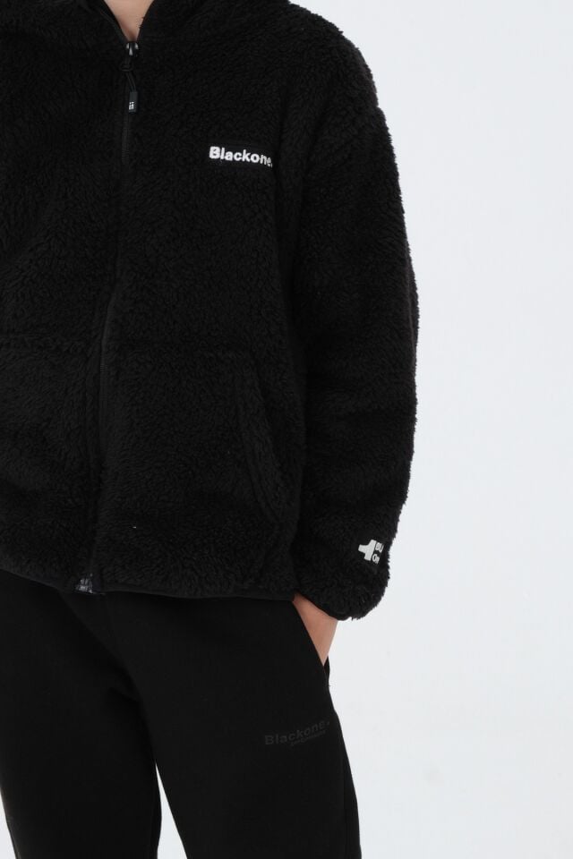 Nakış Detaylı Peluş Kapüşonlu Kargo Cepli Üst