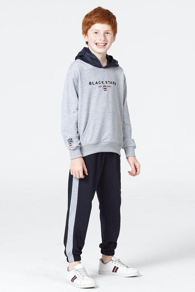 Black One Erkek Çocuk Kapüşonlu Uzun Kollu Spor Eşofman Takımı