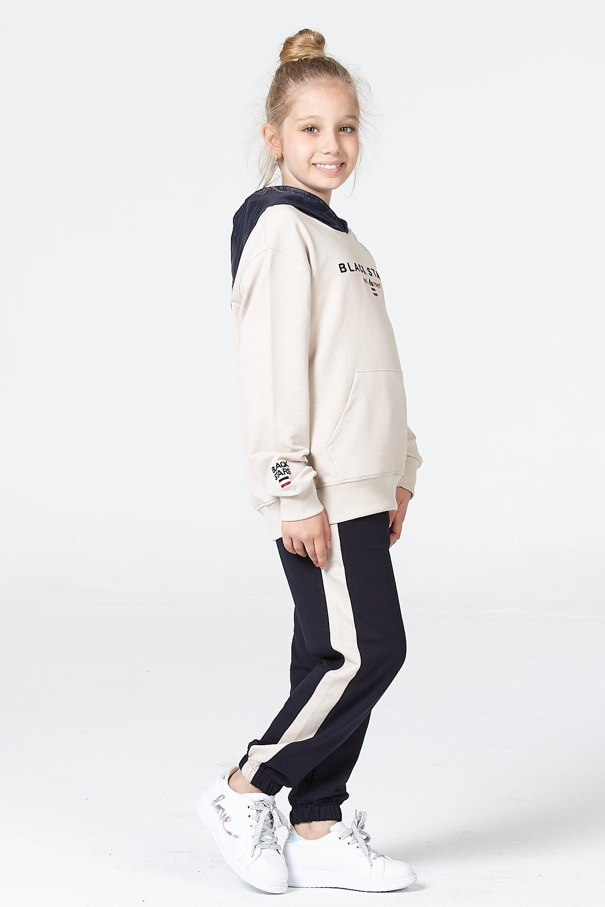 Kapüşonlu Uzun Kollu Kız Çocuk Eşofman Takımı