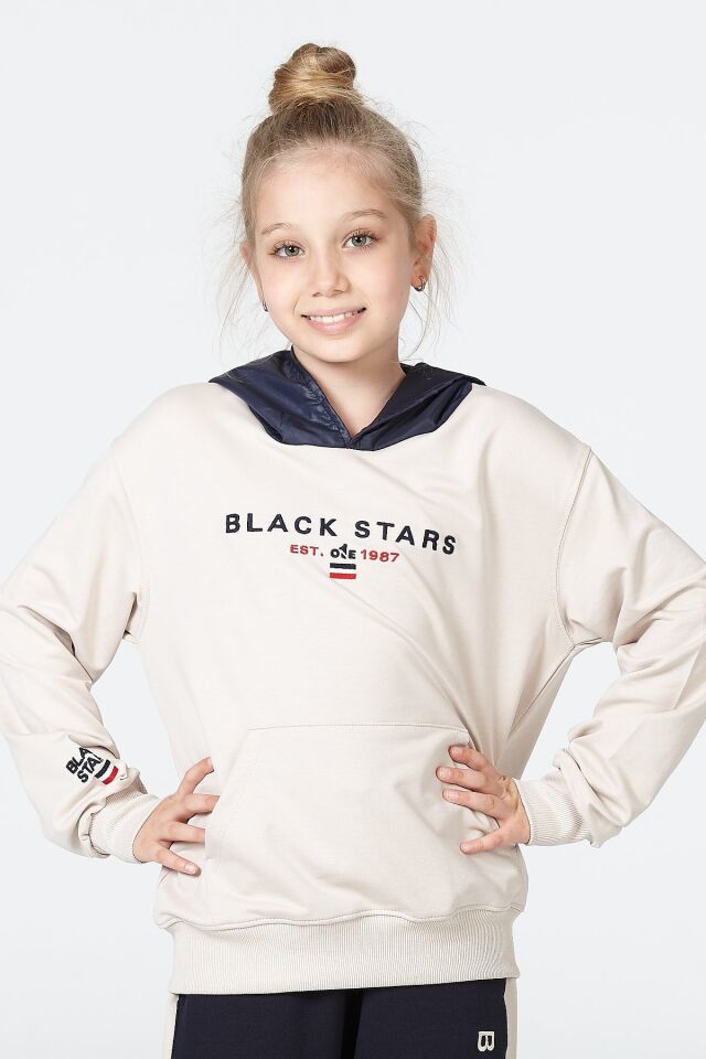 Black One Kız Çocuk Kapüşonlu Uzun Kollu Spor Eşofman Takımı