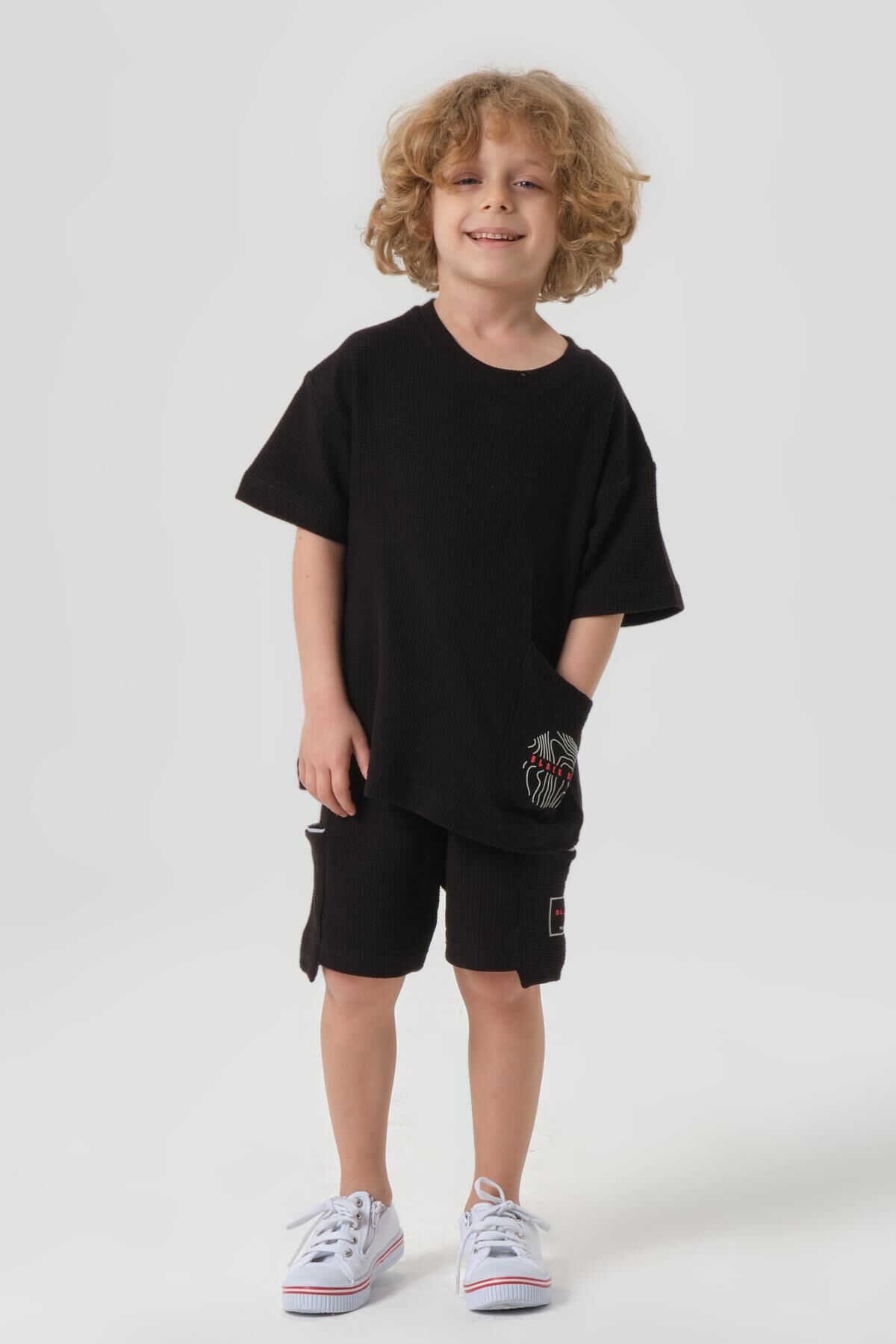 Erkek Çocuk Penye Waffle Kumaş Alt Üst Takım