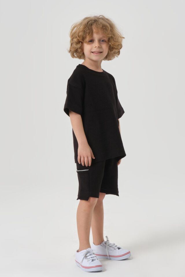 Erkek Çocuk Penye Waffle Kumaş Alt Üst Takım