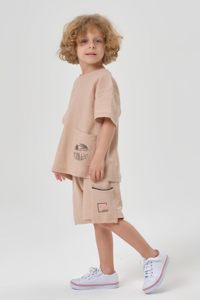 Erkek Çocuk Penye Waffle Kumaş Alt Üst Takım