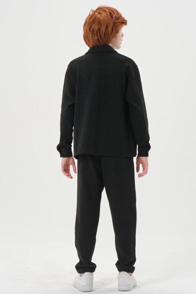 Jakarlı Kibrit Desen Düğme Detaylı  Alt Üst Takım