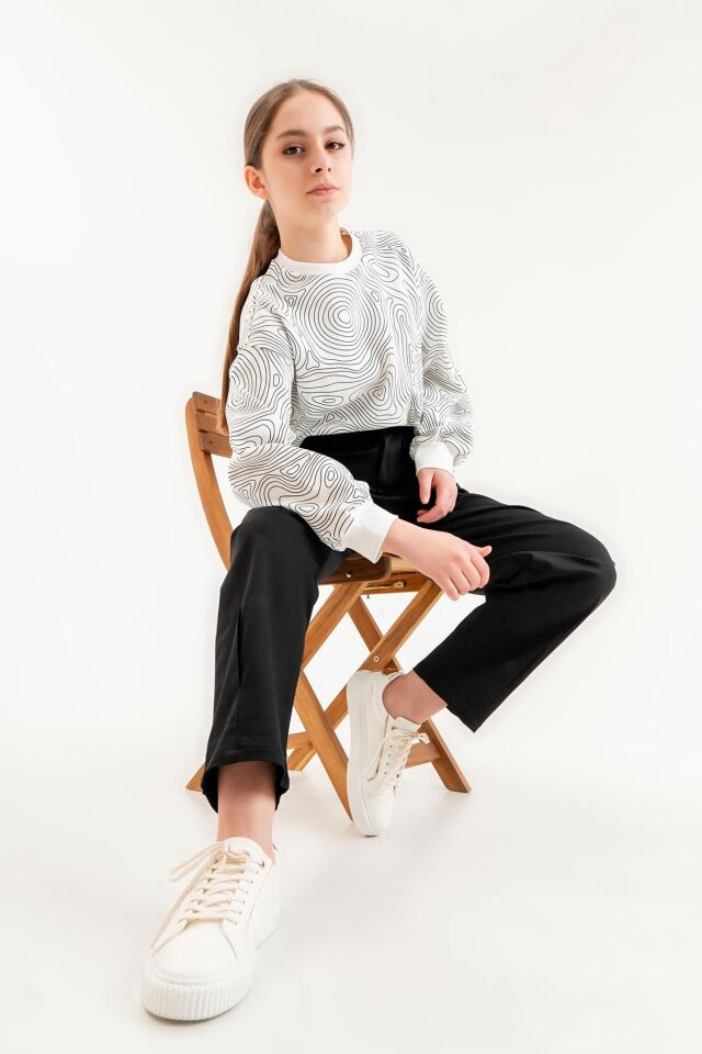 Black One 9-14 Yaş Kız Çocuk Sweat ve Bol Pantolon Takımı – Rahat Günlük Kombin
