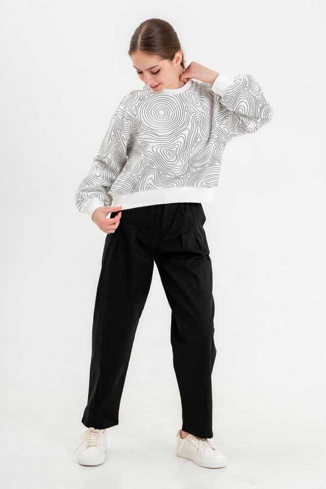 Black One 9-14 Yaş Kız Çocuk Sweat ve Bol Pantolon Takımı – Rahat Günlük Kombin