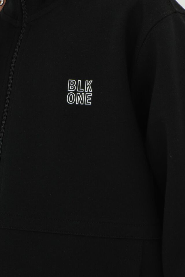 Erkek Çocuk Dik Yaka Baskı Detaylı Çift Cepli Hırkalı Üç Parça Eşofman Takımı