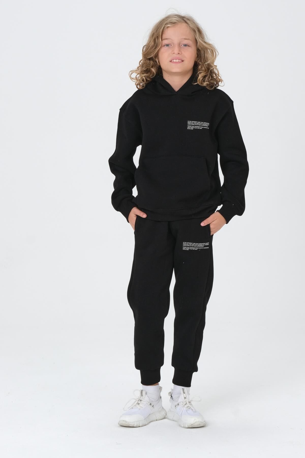 Baskı Detaylı Üç İplik Şardonlu Erkek Eşofman Takımı