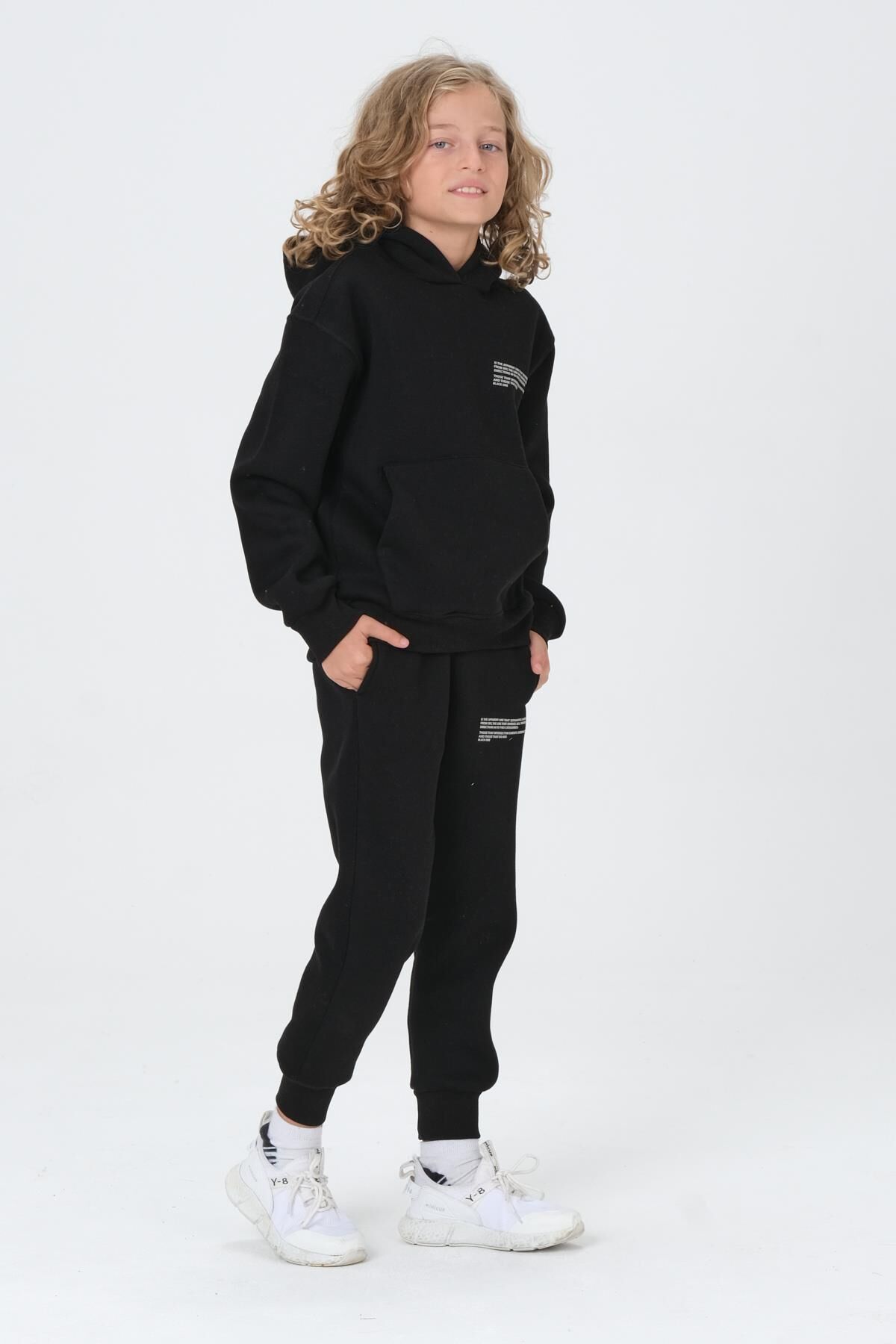 Baskı Detaylı Üç İplik Şardonlu Erkek Eşofman Takımı