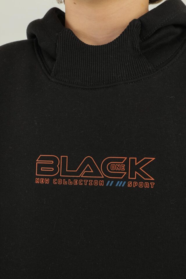 Kapüşonlu Kargo Cepli Yan Fermuar Detaylı Kalın Erkek Çocuk Eşofman Takımı