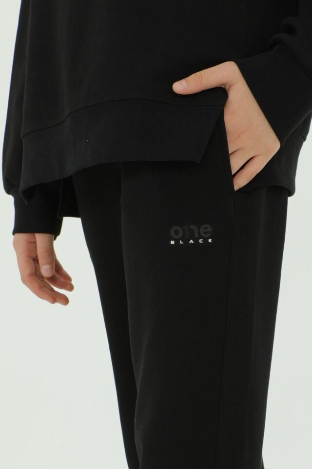 Black One Kız Çocuk Kolej Yaka Bol Paça Eşofman Takımı