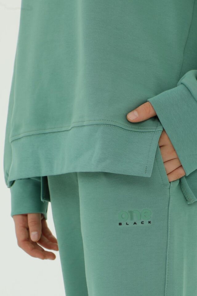 Black One Kız Çocuk Kolej Yaka Bol Paça Eşofman Takımı