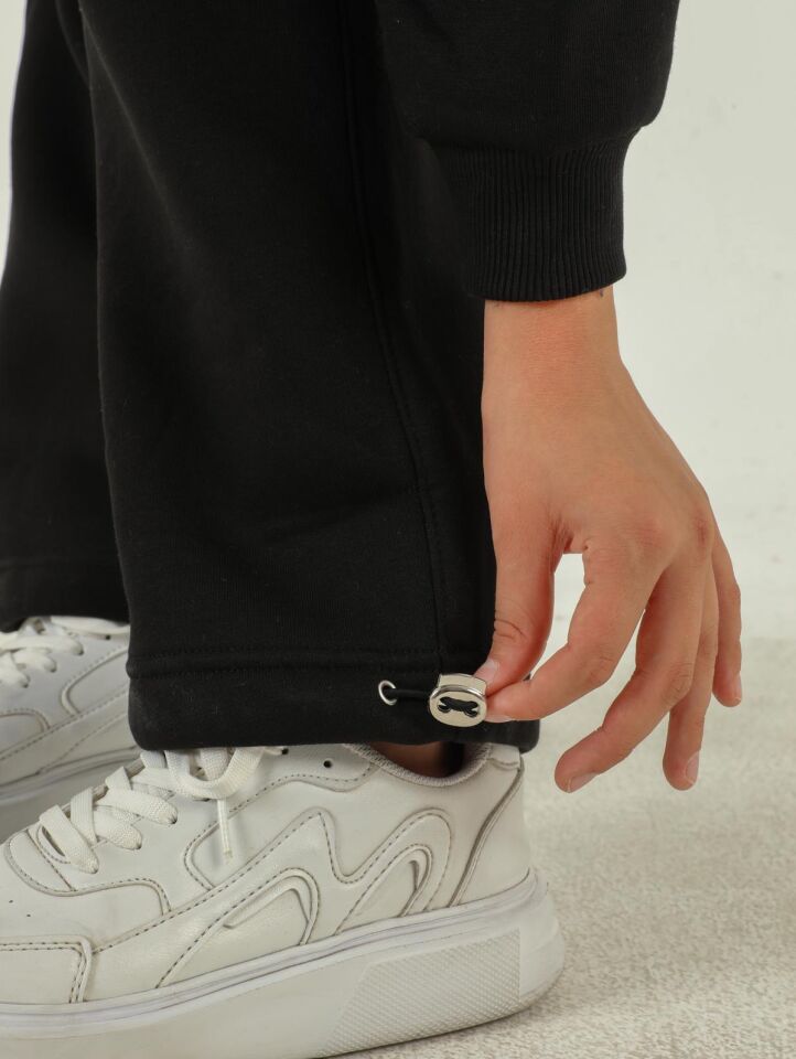 Kapüşonlu Baskı Detaylı Kalın Kız Eşofman Takımı