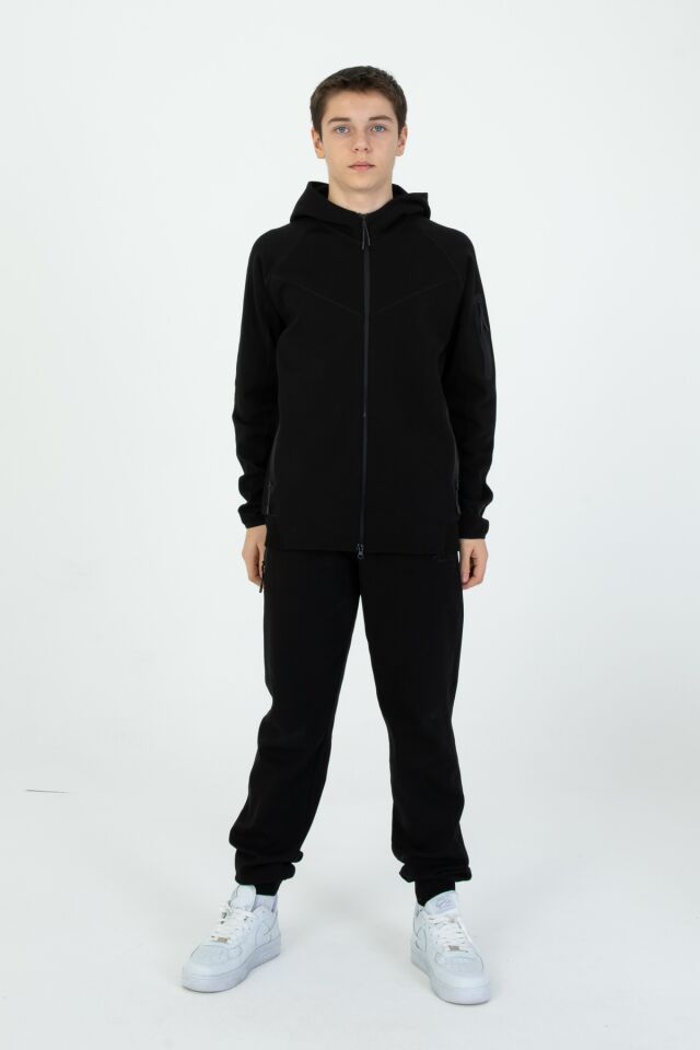 ERKEK/KIZ ÇOCUK KAPÜŞONLU LİKRALI EŞOFMAN TAKIM