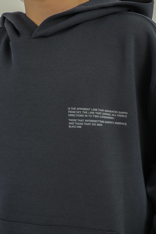 Kapüşonlu Baskı Detaylı Çelikli İnterlok Kumaştan Basic Erkek Çocuk Eşofman Takımı