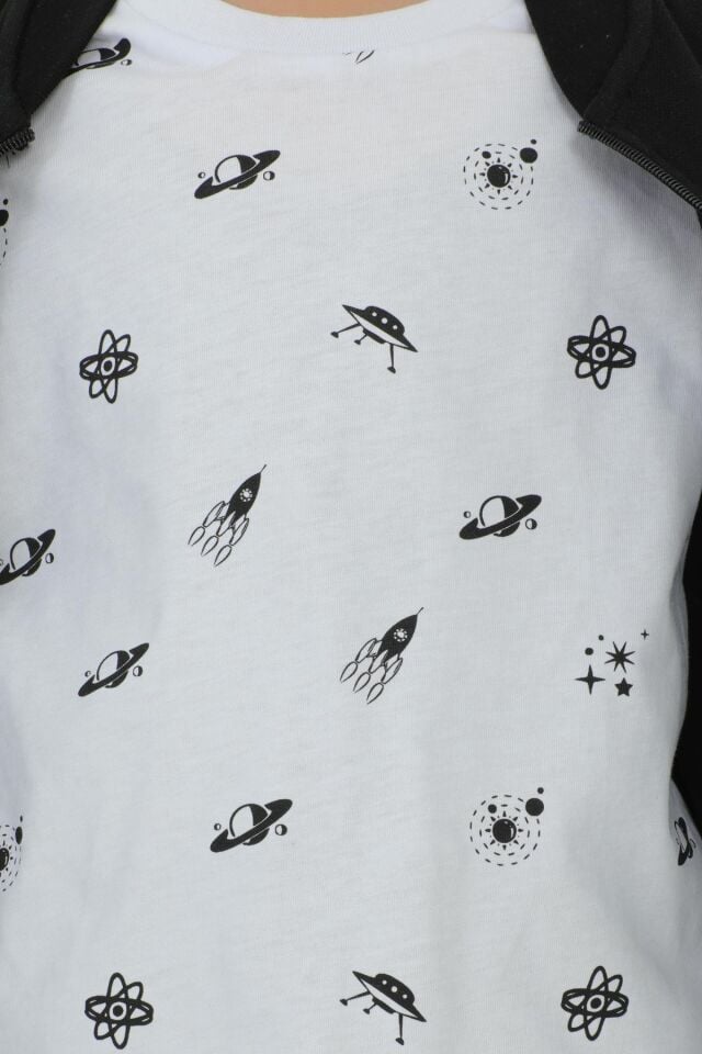 Bisiklet Yaka Erkek Çocuk T-Shırt Baskı Detaylı 3 Lü Eşofman Takımı