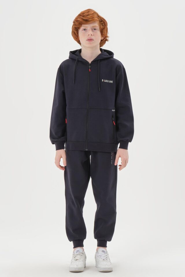 Kapüşonlu Ayarlanabilir Bel Lastikli Çift Cepli Erkek Eşofman Takımı