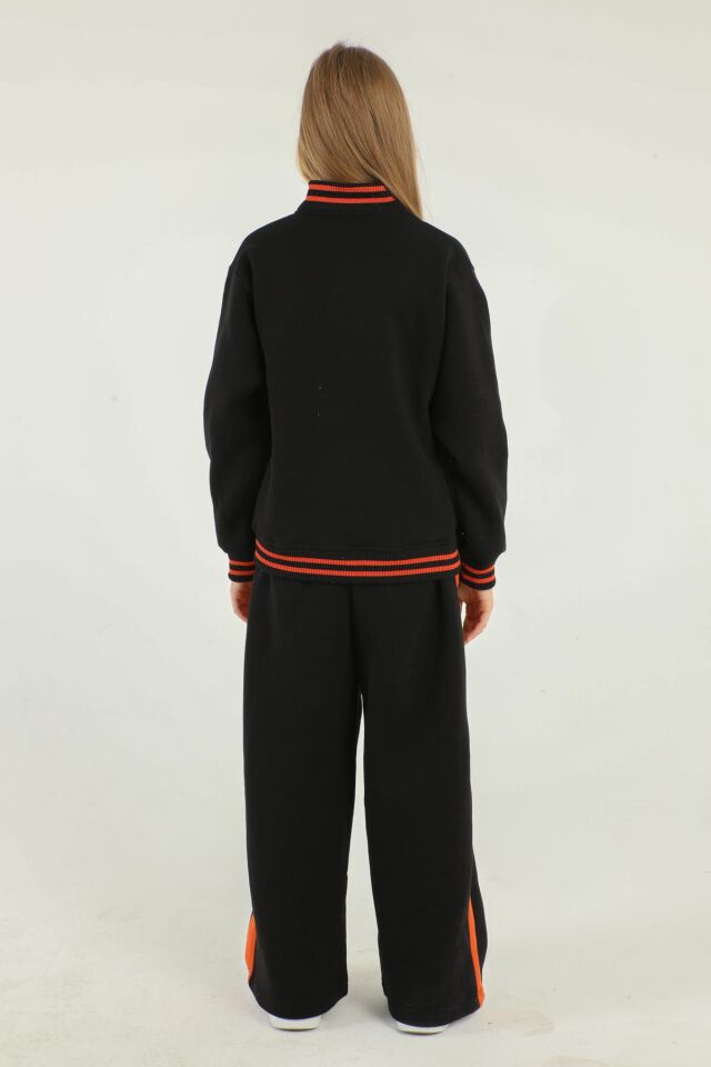Black One Kız Çocuk Kolej Yaka Bol Paça Eşofman Takımı