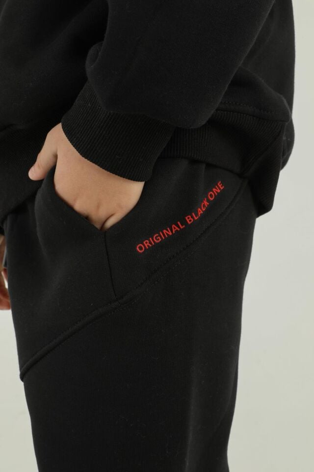 Kapüşonlu Baskı Detaylı Kargo Cepli Erkek Çocuk Eşofman Takımı