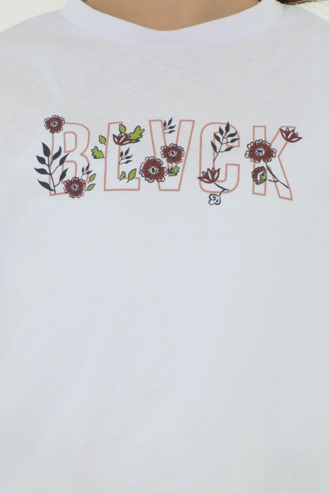 Bisiklet Yaka Baskı Detaylı Çiçekli Kız Çocuk Alt Üst Takım