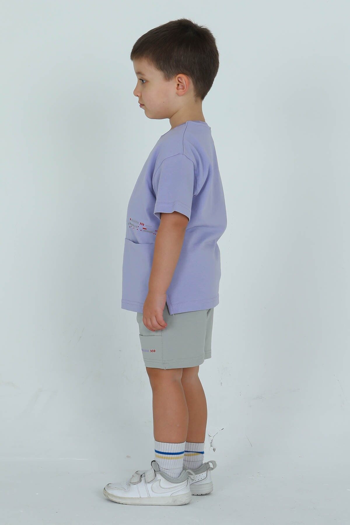 UNİSEX TİŞÖRT CEP YAZI BASKI DETAYLI AYARLANABİLİR LASTİK BEL ŞORT ALT ÜST TAKIM