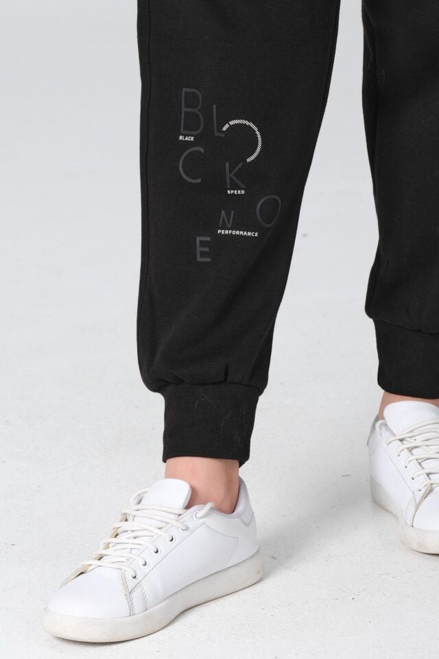 Black One Kız Çocuk Pike Kumaş Fermuarlı Kapüşonlu Baskı Detaylı Çift Cep Eşofman Takımı