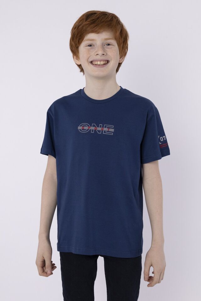 %100 PAMUK SÜPREM KUMAŞTAN ENJEKSİYON BASKILI ERKEK ÇOCUK T-SHIRT YAZLIK BİSİKLET YAKA BLACK ONE