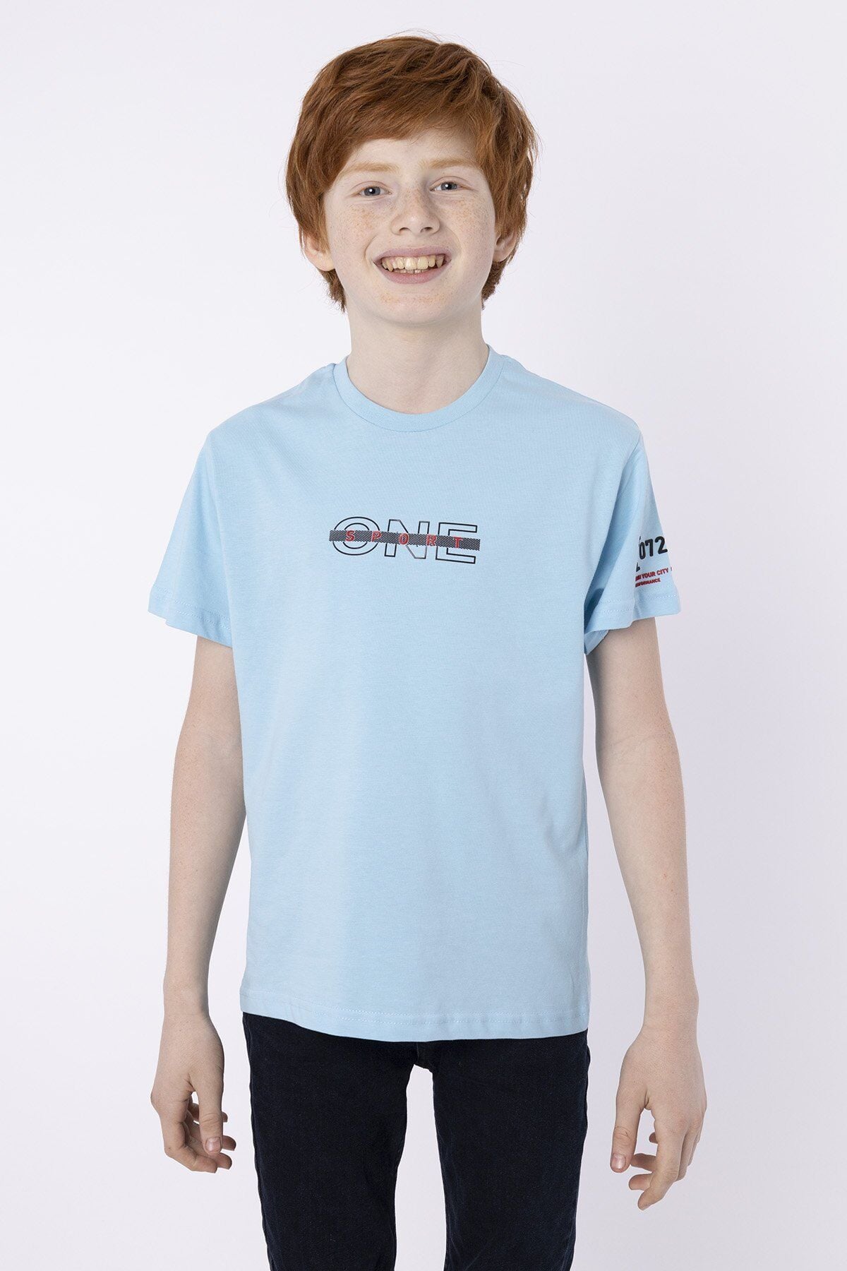 %100 PAMUK SÜPREM KUMAŞTAN ENJEKSİYON BASKILI ERKEK ÇOCUK T-SHIRT YAZLIK BİSİKLET YAKA BLACK ONE 8-9 Yaş - MAVİ