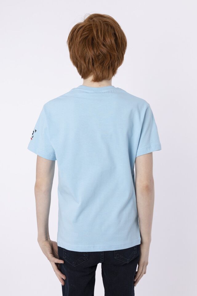 %100 PAMUK SÜPREM KUMAŞTAN ENJEKSİYON BASKILI ERKEK ÇOCUK T-SHIRT YAZLIK BİSİKLET YAKA BLACK ONE 8-9 Yaş - MAVİ