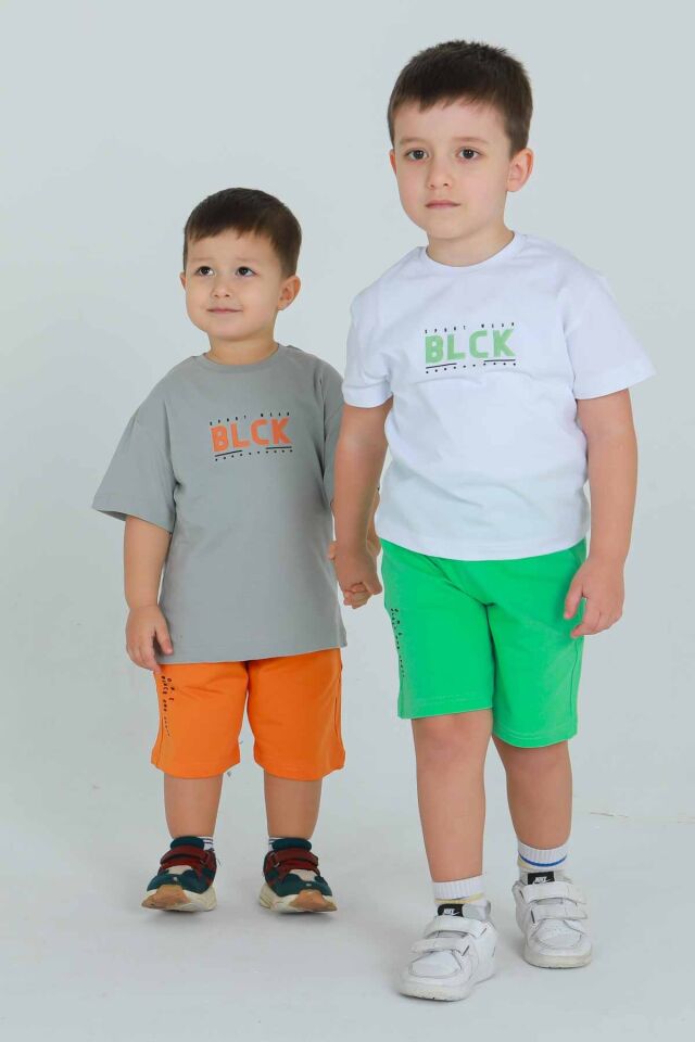 BİSİKLET YAKA ŞORTLU ERKEK ÇOCUK EŞOFMAN TAKIMI BEYAZ - 5-6 Yaş