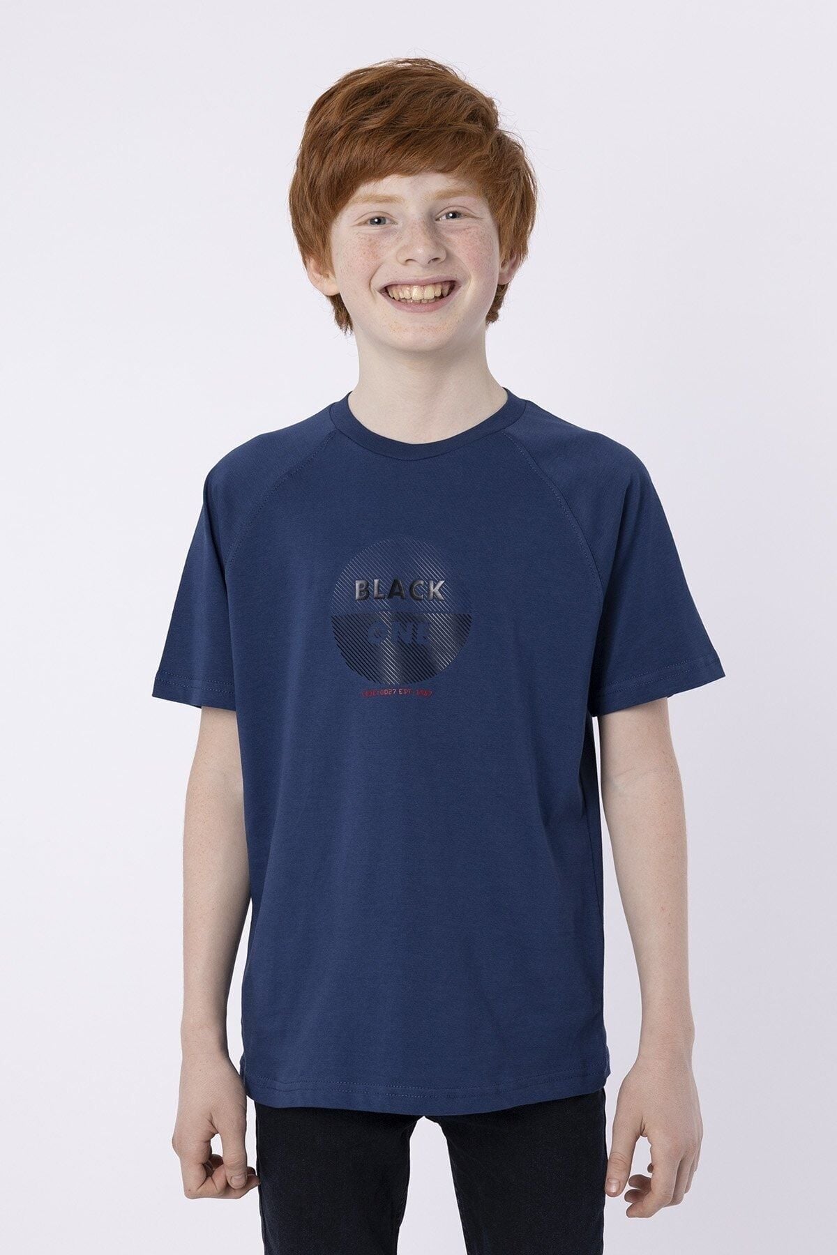 %100 Pamuk Süprem Kumaştan Enjeksiyon Baskılı Erkek Çocuk Bisiklet Yaka T-shırt Yazlık