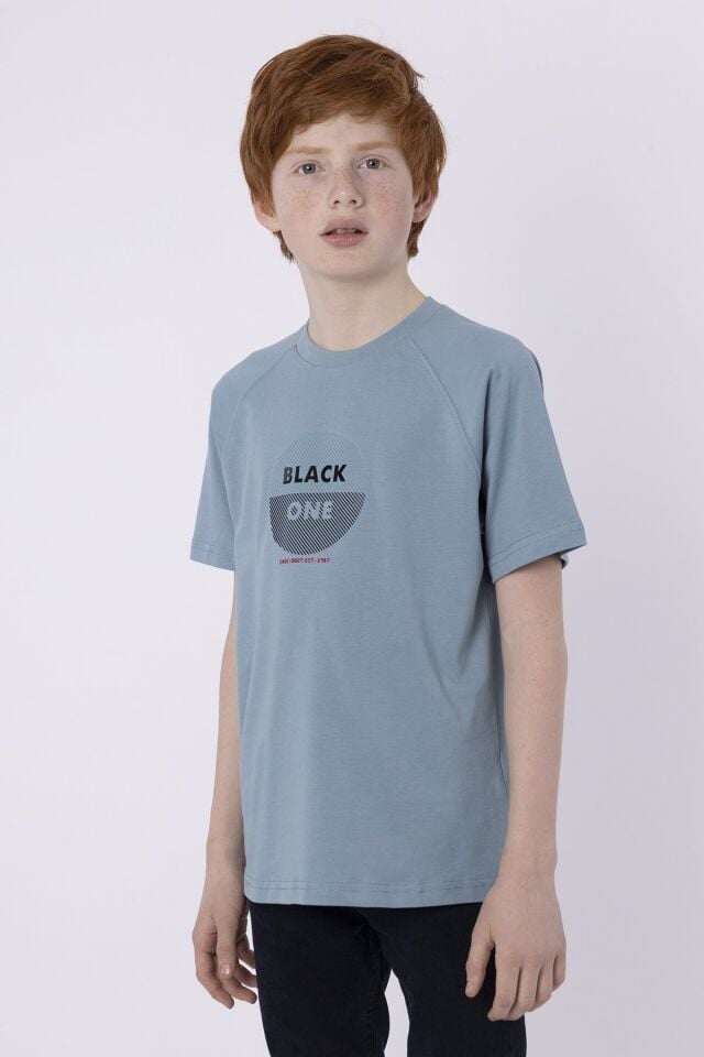 %100 Pamuk Süprem Kumaştan Enjeksiyon Baskılı Erkek Çocuk Bisiklet Yaka T-shırt Yazlık