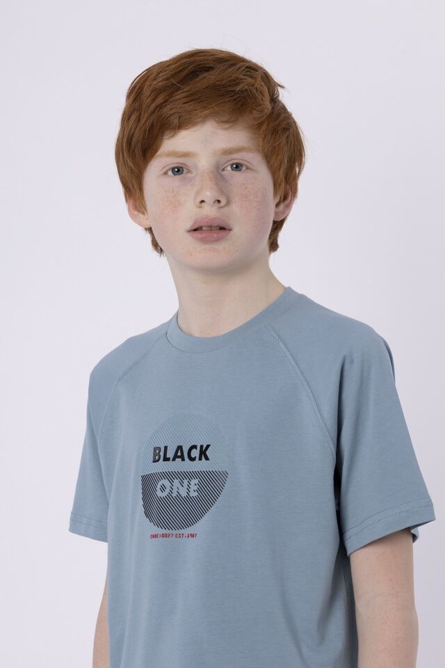 %100 Pamuk Süprem Kumaştan Enjeksiyon Baskılı Erkek Çocuk Bisiklet Yaka T-shırt Yazlık