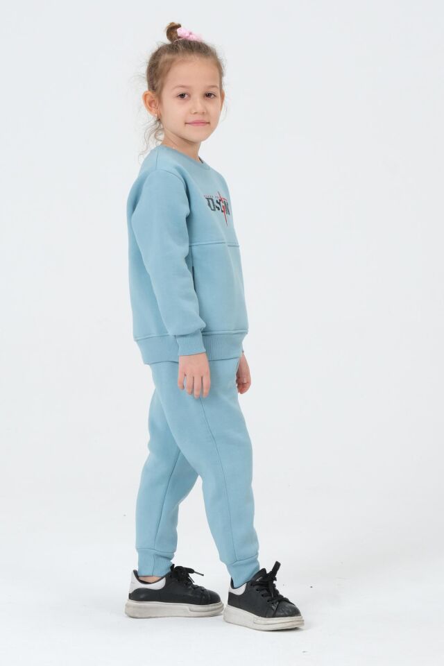 Kız Çocuk Bisiklet Yaka Eşofman Takımı COMEO BLUE - 3-4 Yaş