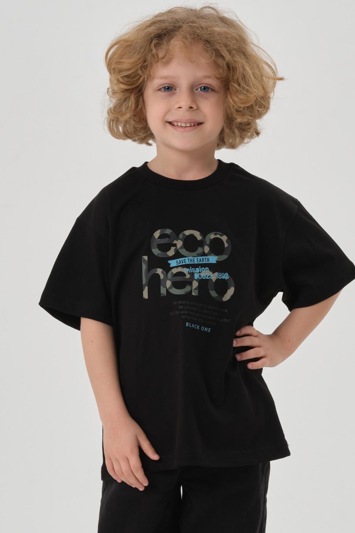 Bisiklet Yaka Baskılı Erkek Çocuk T-shırt