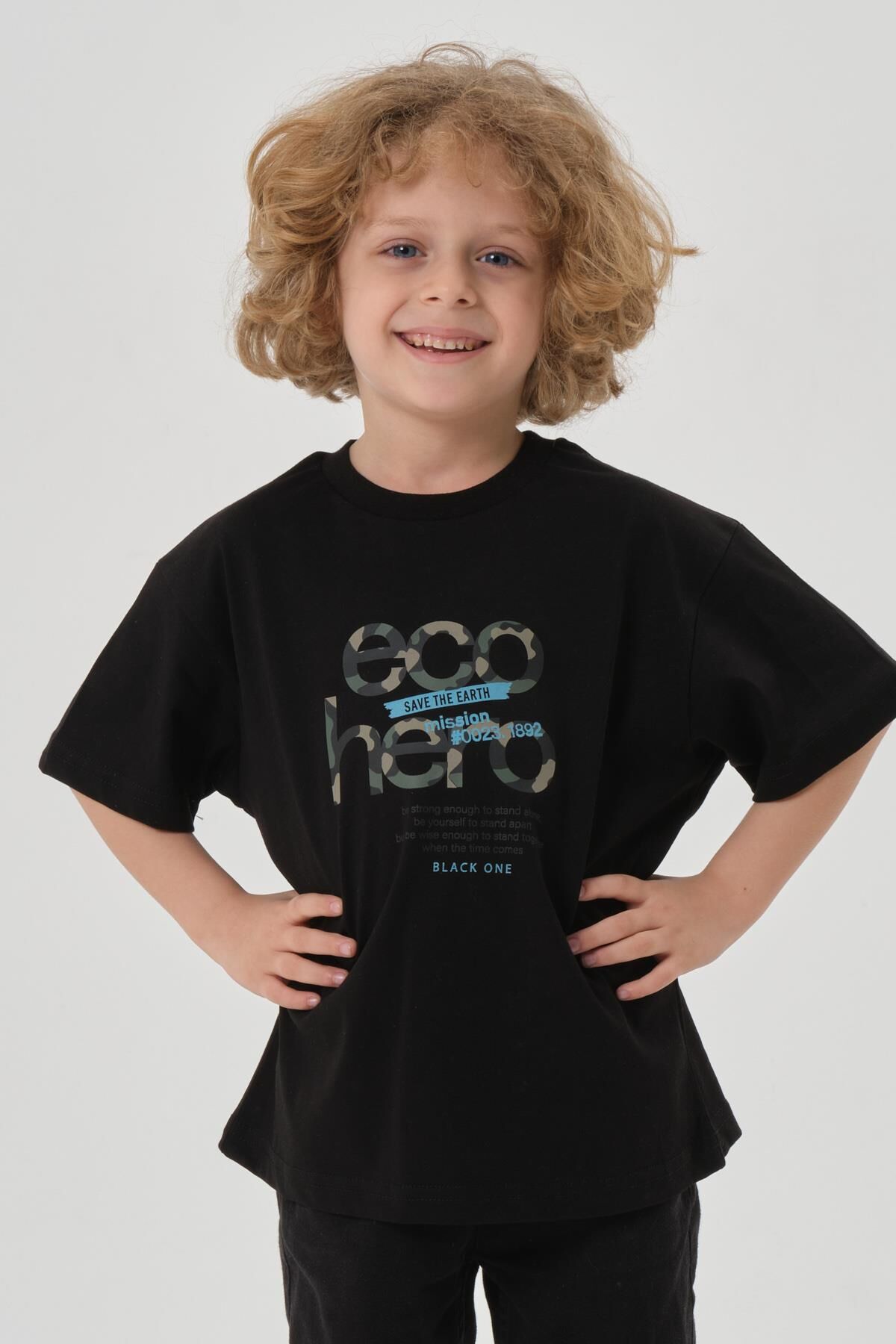 Bisiklet Yaka Baskılı Erkek Çocuk T-shırt