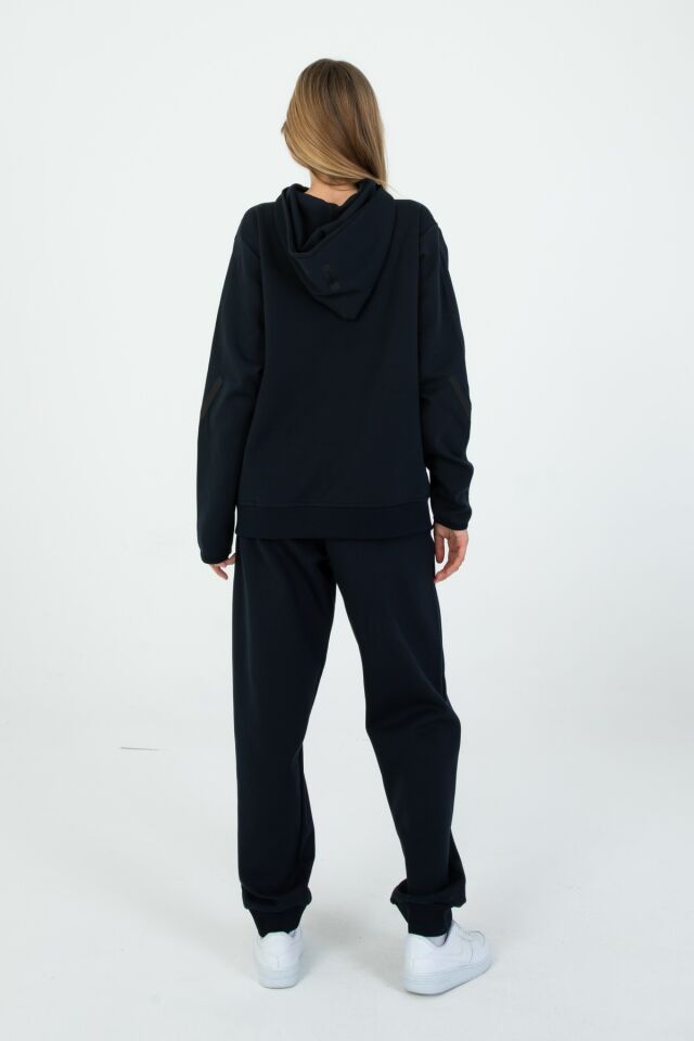 ERKEK/KIZ FERMUARLI ÇİFT CEP DETAYLI KAPÜŞONLU EŞOFMAN TAKIM LACİVERT - 9-10 Yaş