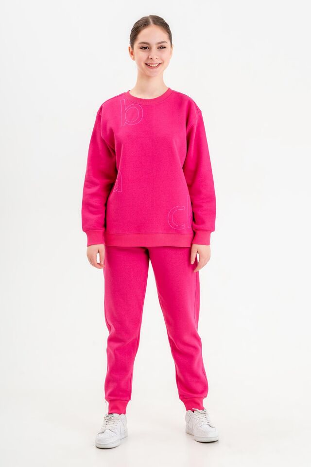 Bisiklet Yaka Üç İplilk Kalın Kumaştan Unisex Çocuk Eşofman Takım