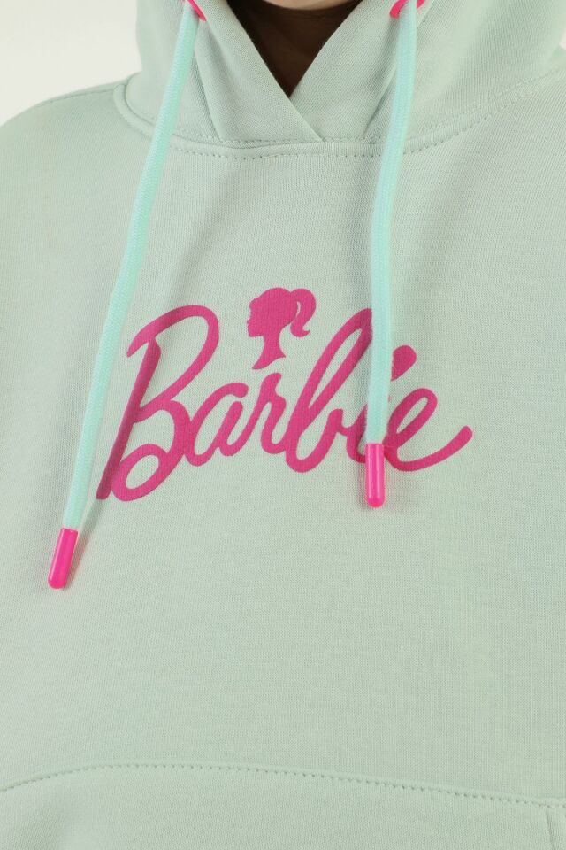Kapüşonlu Barbie Baskı Detaylı Kız Çocuk Eşofman Takımı PEMBE - 13-14 Yaş
