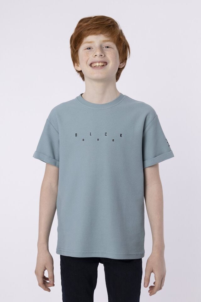 Baskılı Cep Detaylı Erkek Çocuk Yazlık Bisiklet Yaka T-shırt