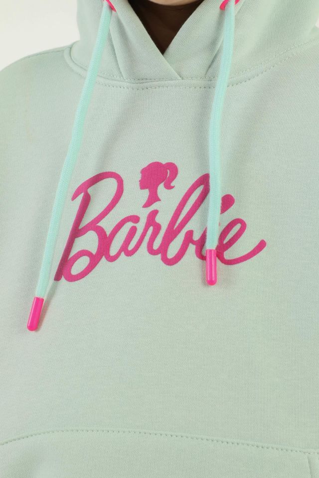 Kapüşonlu Barbie Baskı Detaylı Kız Çocuk Eşofman Takımı MİNT YEŞİLİ - 2-3 Yaş
