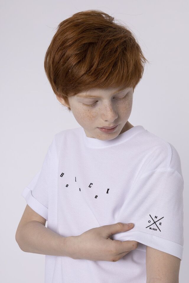 Baskılı Cep Detaylı Erkek Çocuk Yazlık Bisiklet Yaka T-shırt 10-11 Yaş - BEYAZ