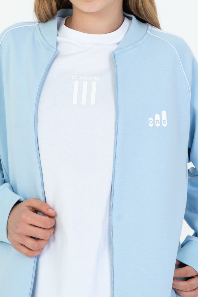 Black One Unisex Çocuk Eşofman Takımı 9‑15 Yaş – Kol Şeritli, Fermuarlı ve Çift Cepli 3’lü Set MAVİ - 10-11 Yaş