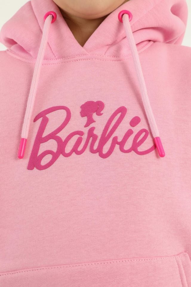 Kapüşonlu Barbie Baskı Detaylı Kız Çocuk Eşofman Takımı PEMBE - 3-4 Yaş