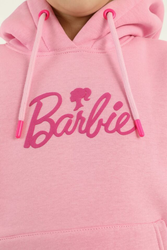Kapüşonlu Barbie Baskı Detaylı Kız Çocuk Eşofman Takımı PEMBE - 13-14 Yaş
