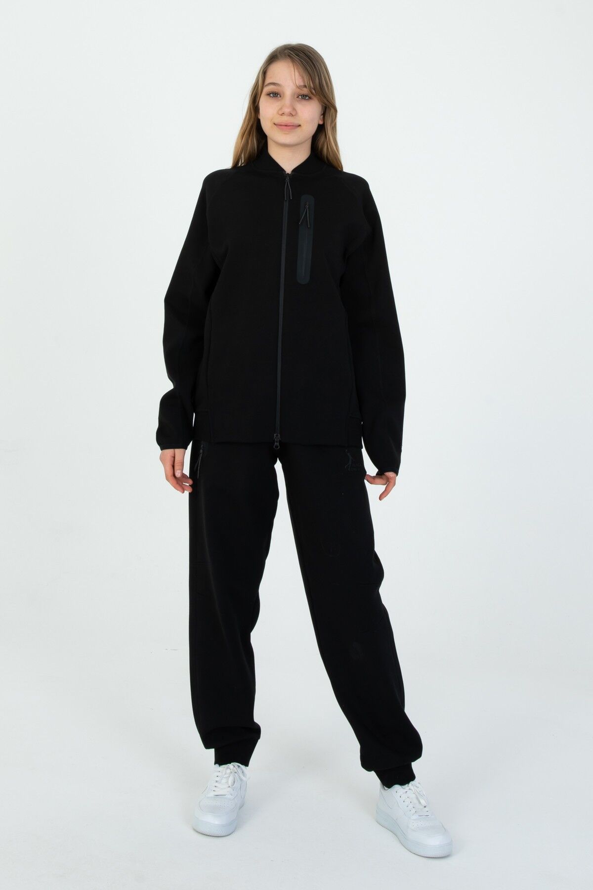 Kız/Erkek Çocuk Ayarlanabilir Bel Fermuarlı Baskılı Eşofman Takım