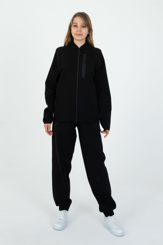 Kız/Erkek Çocuk Ayarlanabilir Bel Fermuarlı Baskılı Eşofman Takım