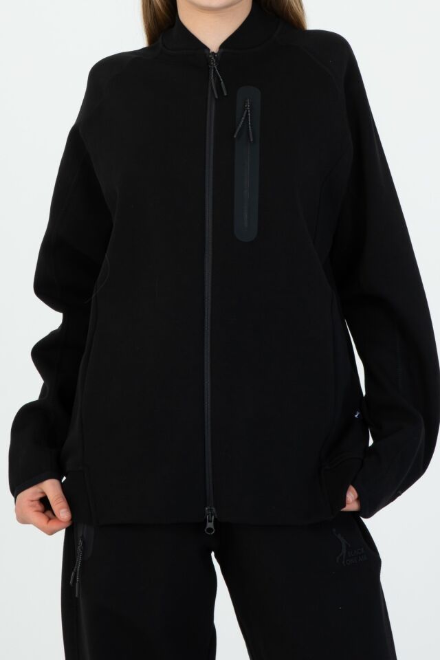 Kız/Erkek Çocuk Ayarlanabilir Bel Fermuarlı Baskılı Eşofman Takım SİYAH - 11-12 Yaş